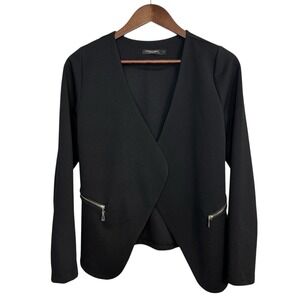 Lungo L'arno jacket womens large black open front textured career office zippers